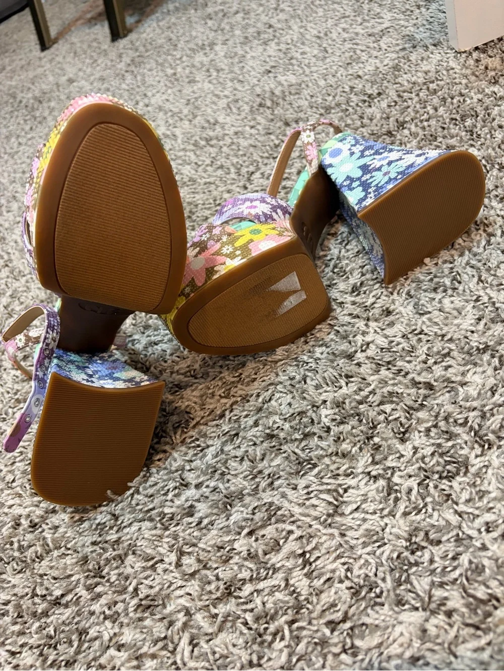 Gianni Bini Multicolor Floral Platform Slingback Heels